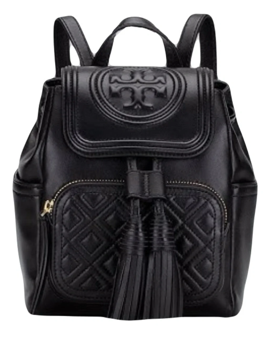 🌟 RARE! Tory Burch Mini Fleming Backpack Quilted in Soft Black Leather